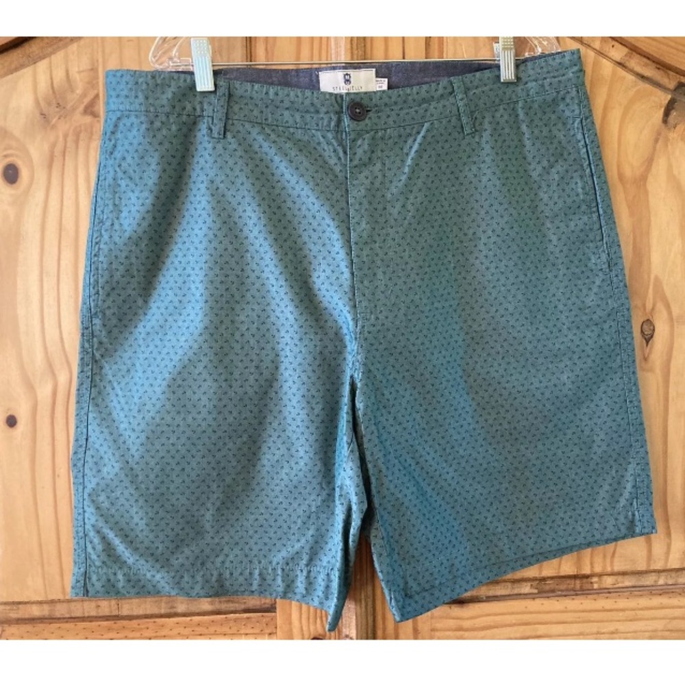 Men’s Steel & Jelly green blue anchors flat front chino Bermuda shorts size 38
